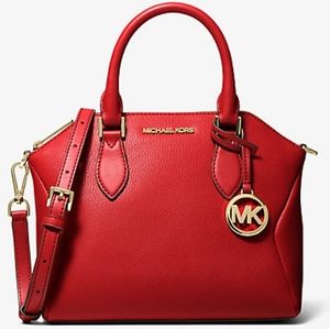 ⚘️MICHAEL KORS CORALINE MEDIUM PEBBLED LEATHER MESSENGER BAG